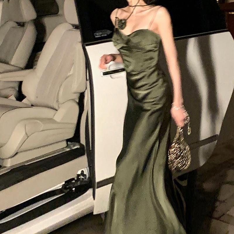 Jarní suspender zelené šaty Dámské plážové prázdninové ležérní šaty