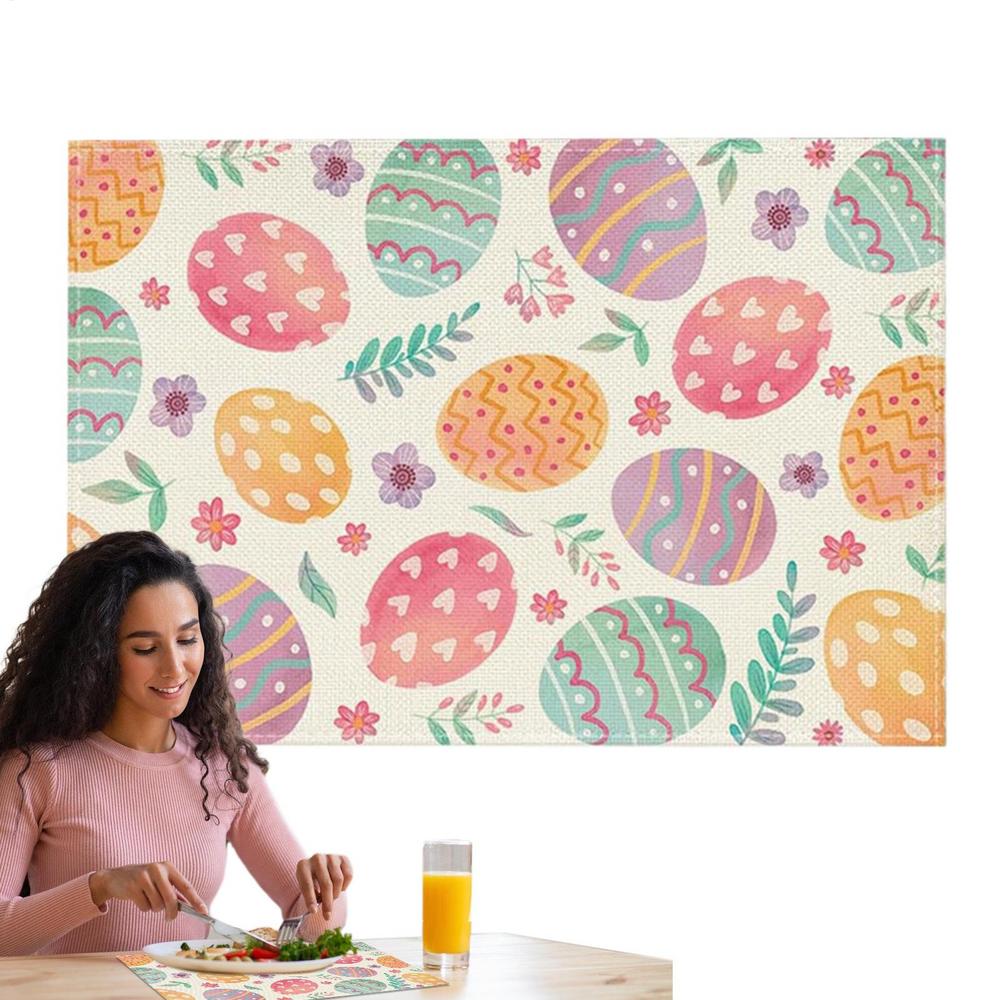 Happy Easter Placemats Bunny Eggs Easter Placemats Dining Spring Kitchen Decor Easter Decorations For Family Friends Children