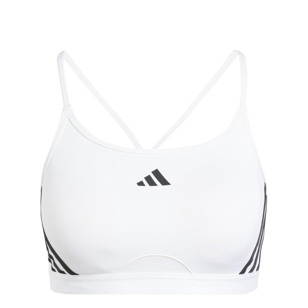 Adidas Aeroreact Training Light Support Three-Stripes Bra, Women's, IKV31, White/Black (IU1716), J/2XAB
