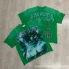Unisex Oversized Box Fit Cotton Tee With Embroidered Rhinestone Washed Print Round Neck Short Sleeve Casual Top
