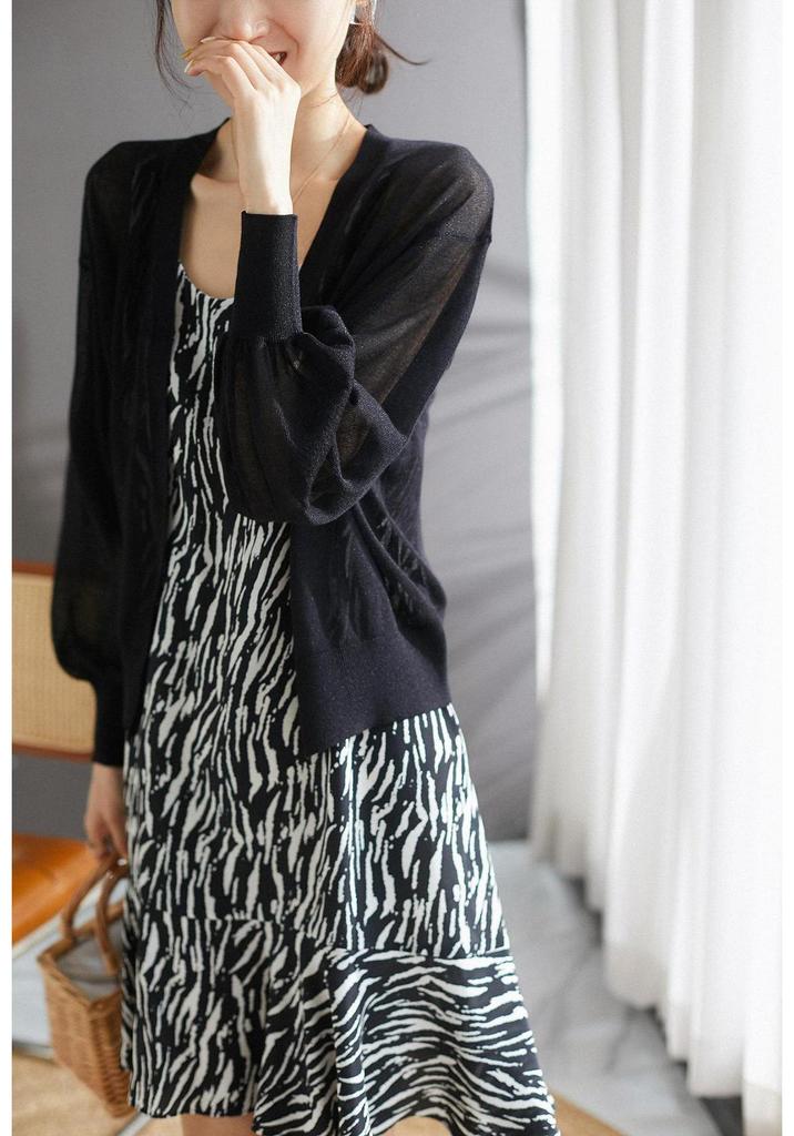 Women's Korean Style Ice Silk Knit Cardigan - Lightweight, Breathable, Sun Protection for Spring & Summer