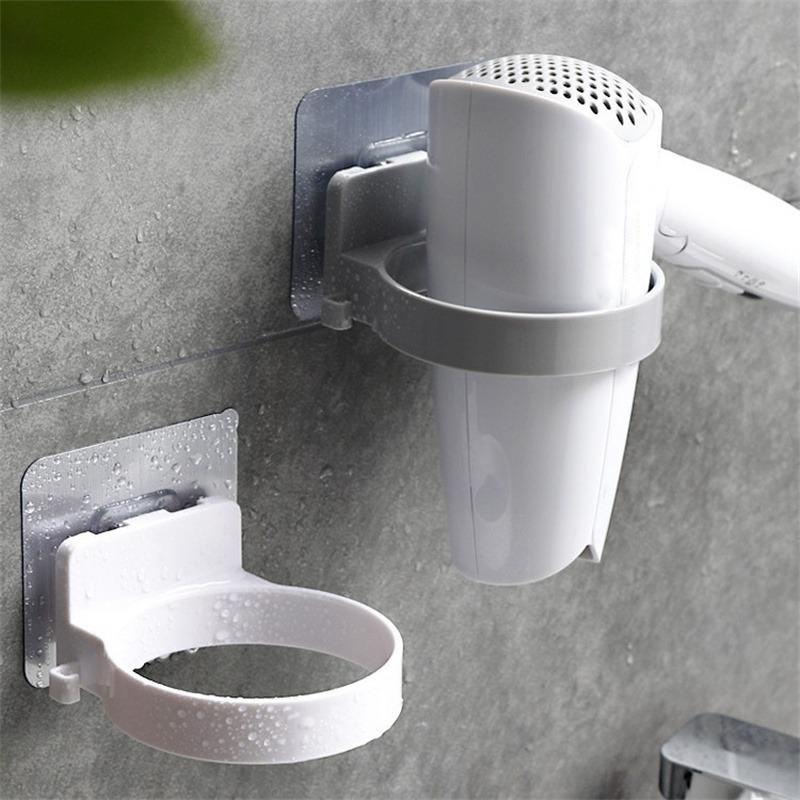 Bathroom Hair Dryer Holder Stand with Shelf Wall Mounted Organizer for Hair Dryer Styling Tools & Toiletries Space Saving Storage Rack