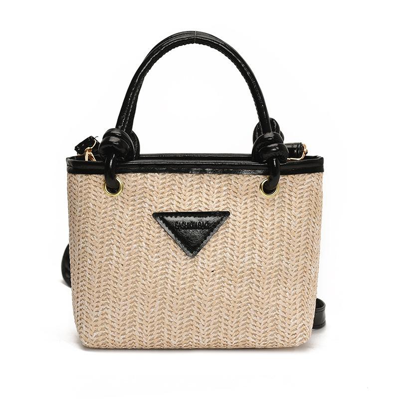 Retro woven tote bag 2025 large capacity straw handbag bag European and American fashion trendy new shoulder bag crossbody