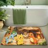 Cute Eevee with Leaves and Flowers in Sunlit Forest Print Non-slip Doormat, Soft Absorbent Floor Rug for Home Decor