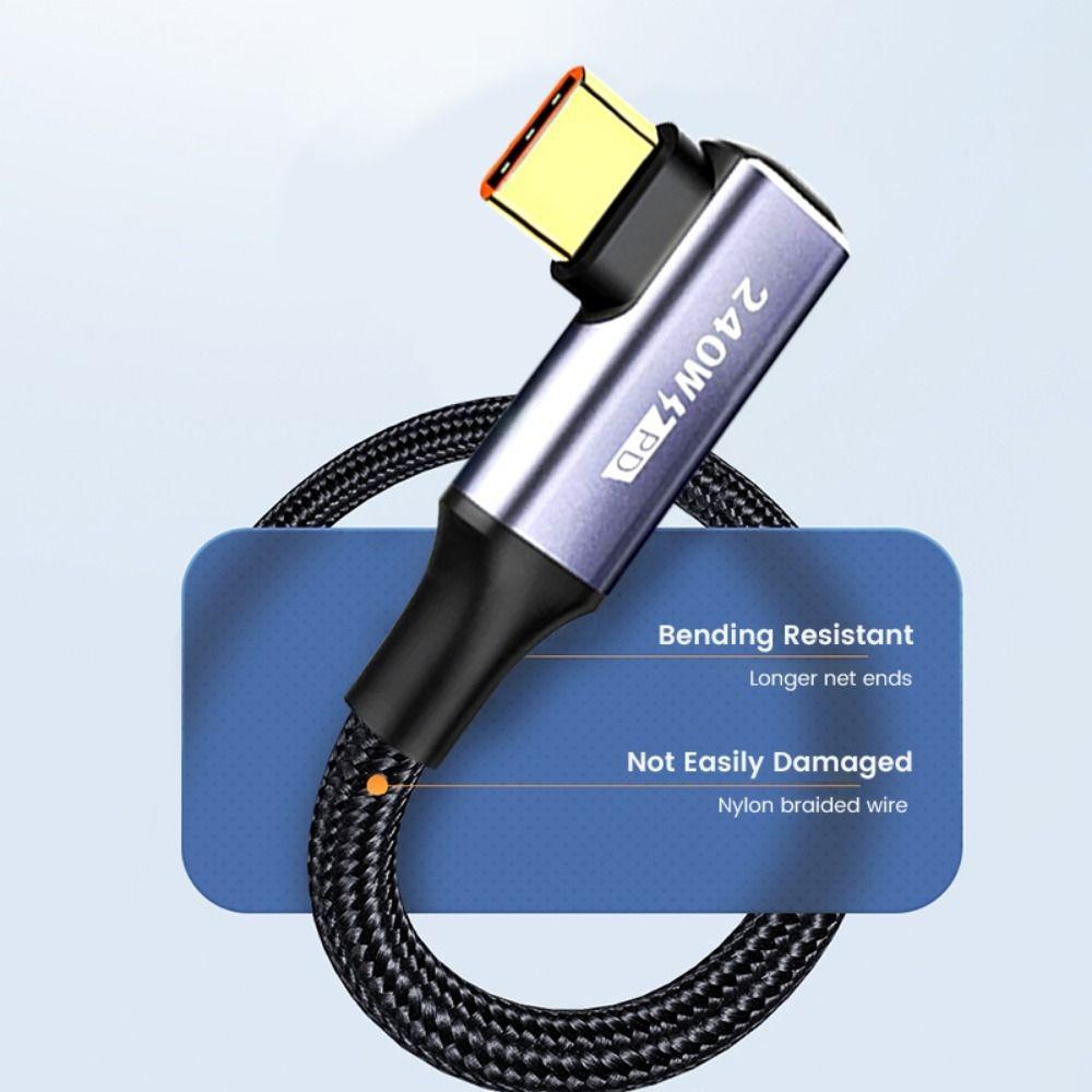 Type C Male to Male Fast Charging 90 Degree Angle USB C Cable Charging Cable Data Wire Data Cord