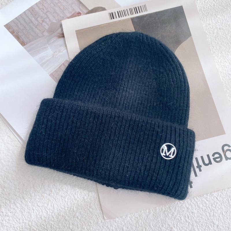 

Rabbit fur hat women s autumn and winter new thickened warm wool hat knitted pullover hat shopping ear protection cold hat adjustable (collection priority delivery) чорний