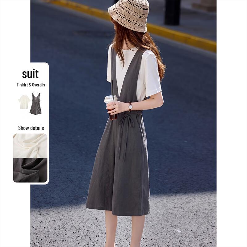 Lyocell Linen Blend T-Shirt Jumpsuit Set