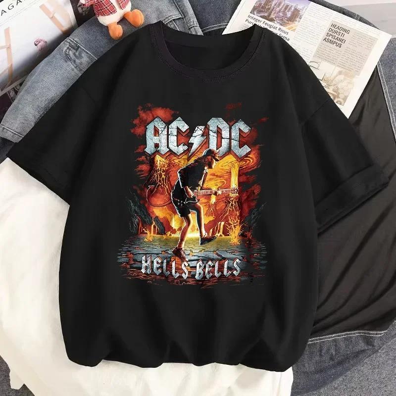 Rock Music ACDC Printed T Shirts DC Graphic Tshirt Men Casual Short Sleeves Streetwear T-shirts Summer Male O-Neck Tops Tees
