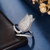 Copper Flower Rings With Dazzling Cz Aesthetic Wedding Accessories Female Opening Rings Fashion Jewelry