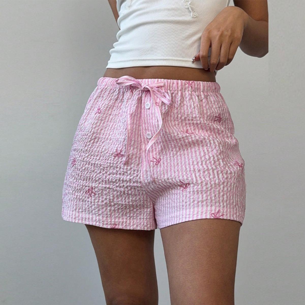 Summer Women s Sexy Pink Wide Leg Beach Shorts, Polyester Vacation Casual Hot Pants for Amazon Cross-border Europe America S