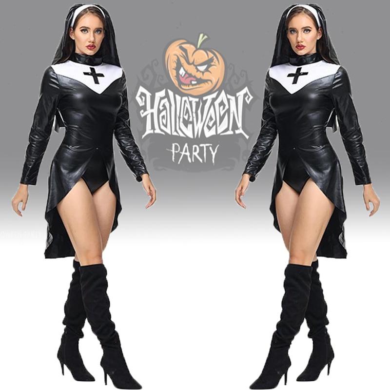 2023 New Halloween Nun Role Play Costume Sexy Nurse Cosplay Stage Performance Outfit Polyester Fabric