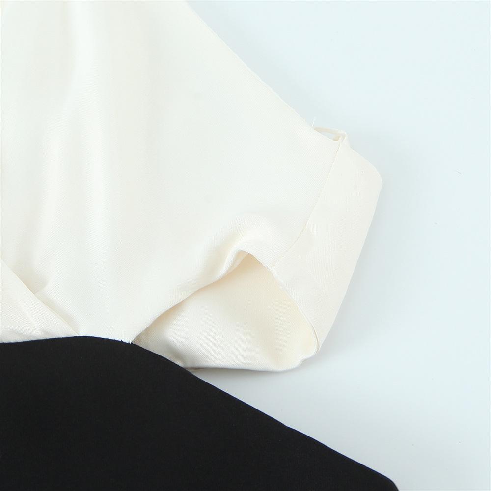 Spring/Summer 2025 Women's Slim V-Neck Patchwork Dress - Elegant & Sexy Design