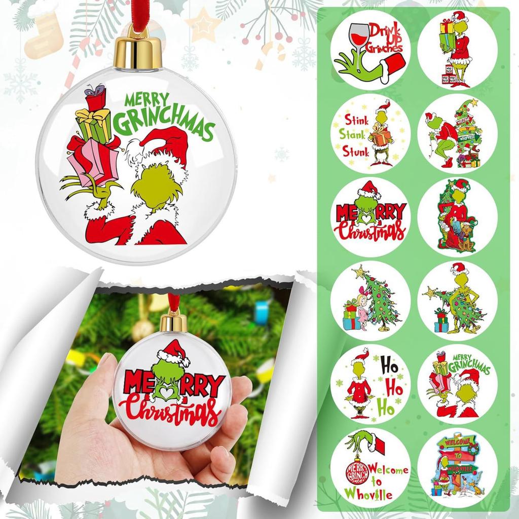 Christmas Decor - Acrylic Flat Ornaments With Whimsical Design For Tree & Home Holiday Decorating
