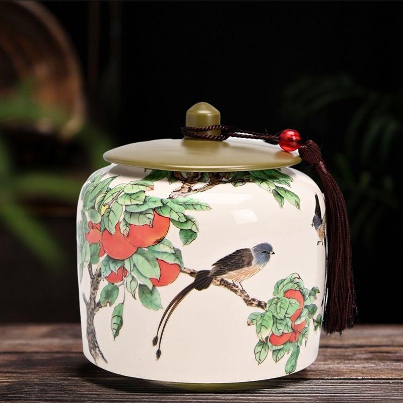 Chinese Style Porcelain Tea Canister High-grade Storage Sealed Jar Kitchen Multi-functional Candy Nuts Coffee Bean Storage Jar