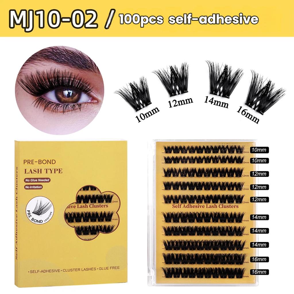 False Eyelashes - Glue-Free DIY Segmented Lashes, Formaldehyde-Free, Voluminous & European Curl, Self-Adhesive Makeup