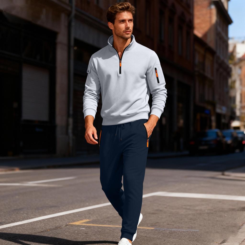 Men's Sweatshirt Suit Men's Solid Color Casual Sports Suit Sweatshirt Suit