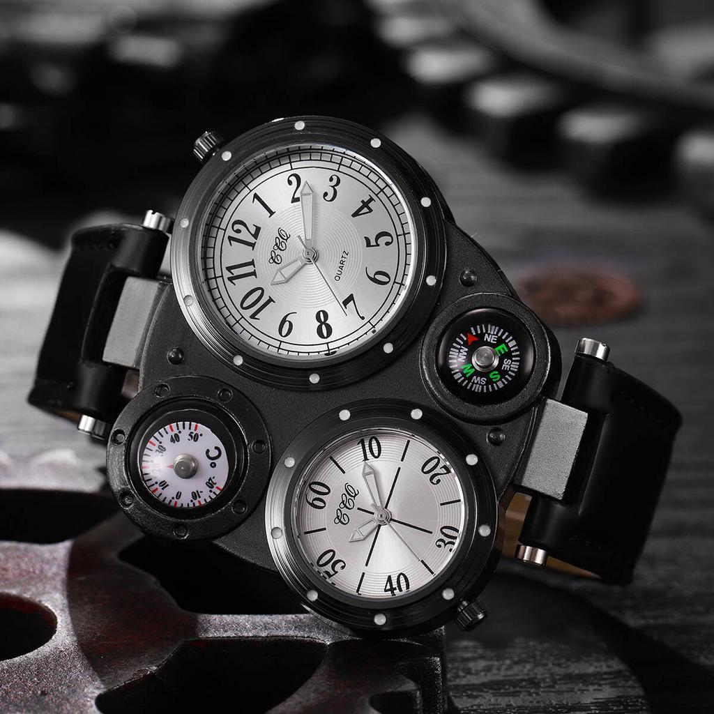 Luxury Large Dial Men Sports Watches Casual Leather Strap Quartz Wristwatches for Men Clock Reloj Hombre