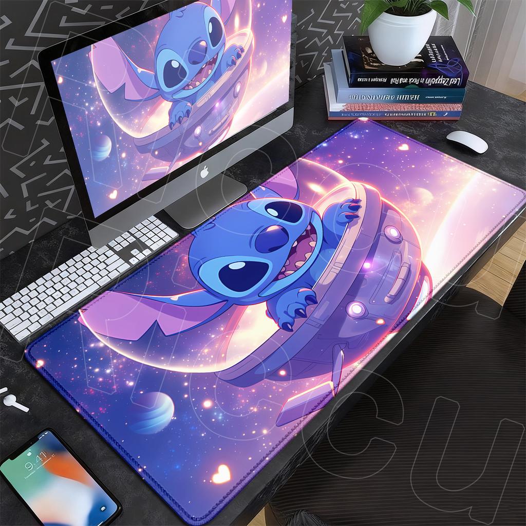 New Anime Mousepad Stitch And Angel Cute Office Deskmat 90x40cm Large Cartoon Gamer Cabinet Carpet Non-slip Keyboard Accessories