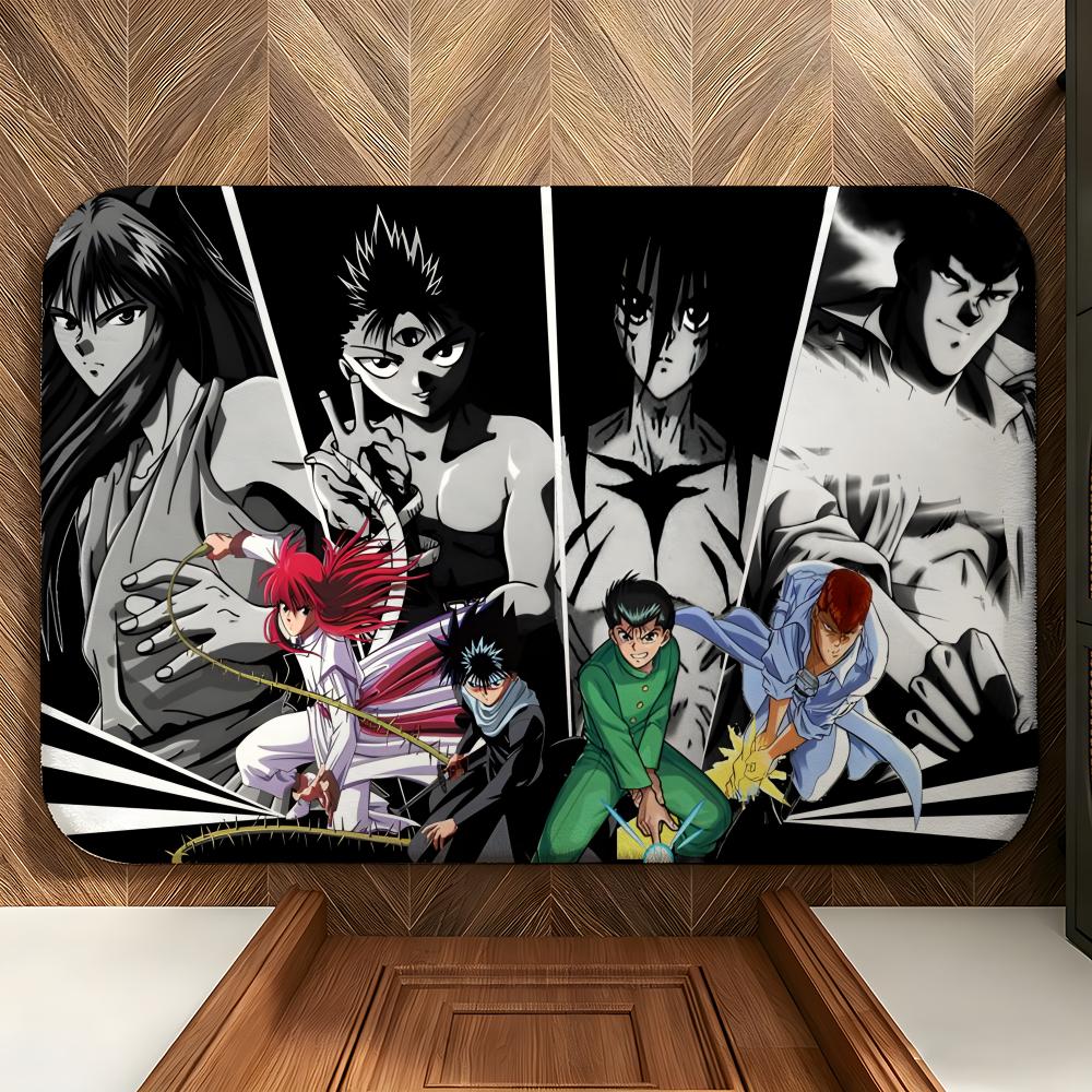 anime Y-Yu Yu H-Hakusho Floor Mat Soft Flannel Floor Mat Suitable for Entryways, Living Rooms, Bedrooms, and Bathrooms