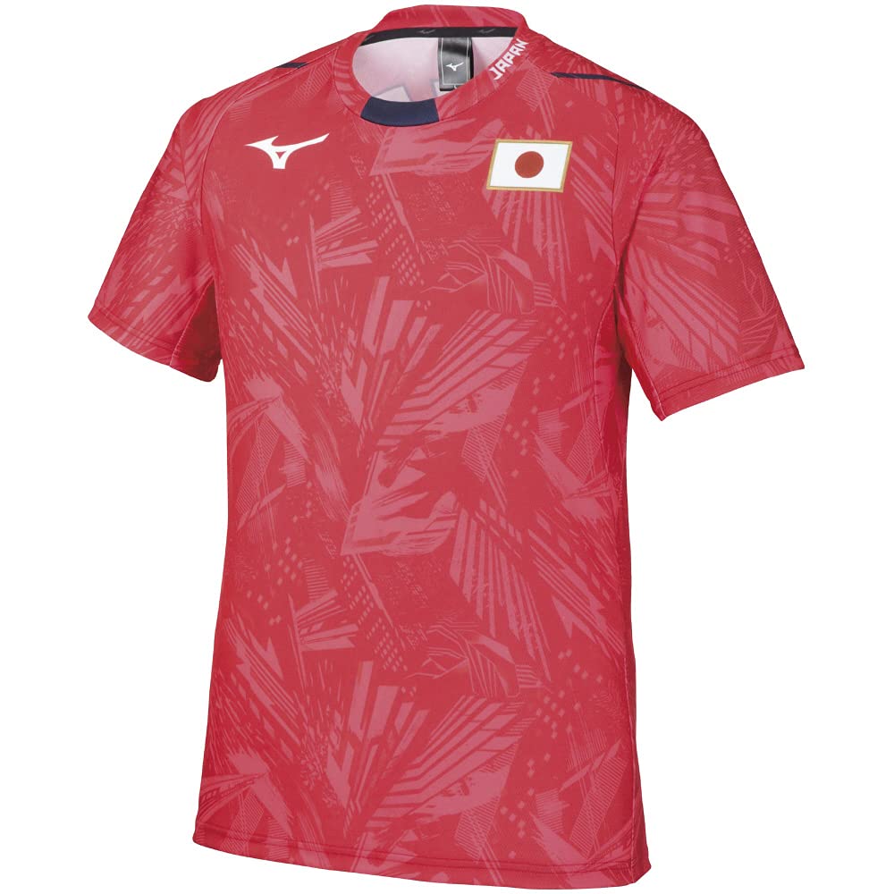 Mizuno Replica Japan National Team Cheering T-Shirt with Japan Logo, Unisex, Junior Available, Size 32MA0505, Red, Size L