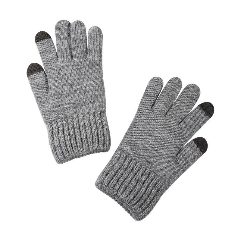 Men's Winter Split Finger Touch Screen Gloves Double Twisted Flower and Plush Thick Gloves Knitted Gloves Warm Outdoor Sports Cycling Gloves