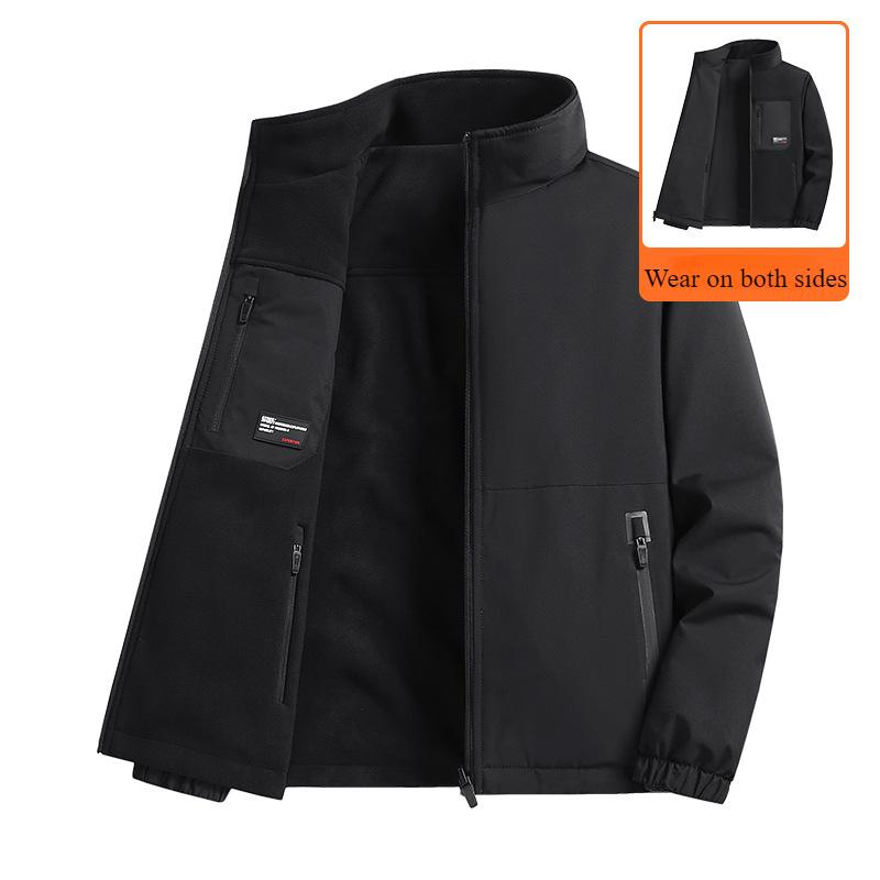 Autumn And Winter New Men's Double-Sided Polar Fleece Coat Thick Warm Jacket Youth Stand Collar Streetwear Sweatirt