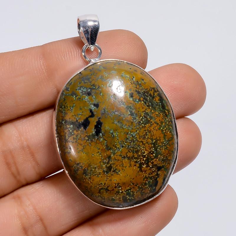 

Exclusive Top Grade Qualite 100% Natural Tibetan Turquoise Oval Shape Ethnic Style Handmade Jewelry 925 Steling Silver Pendant 1.8 WSJ-4970 1.8