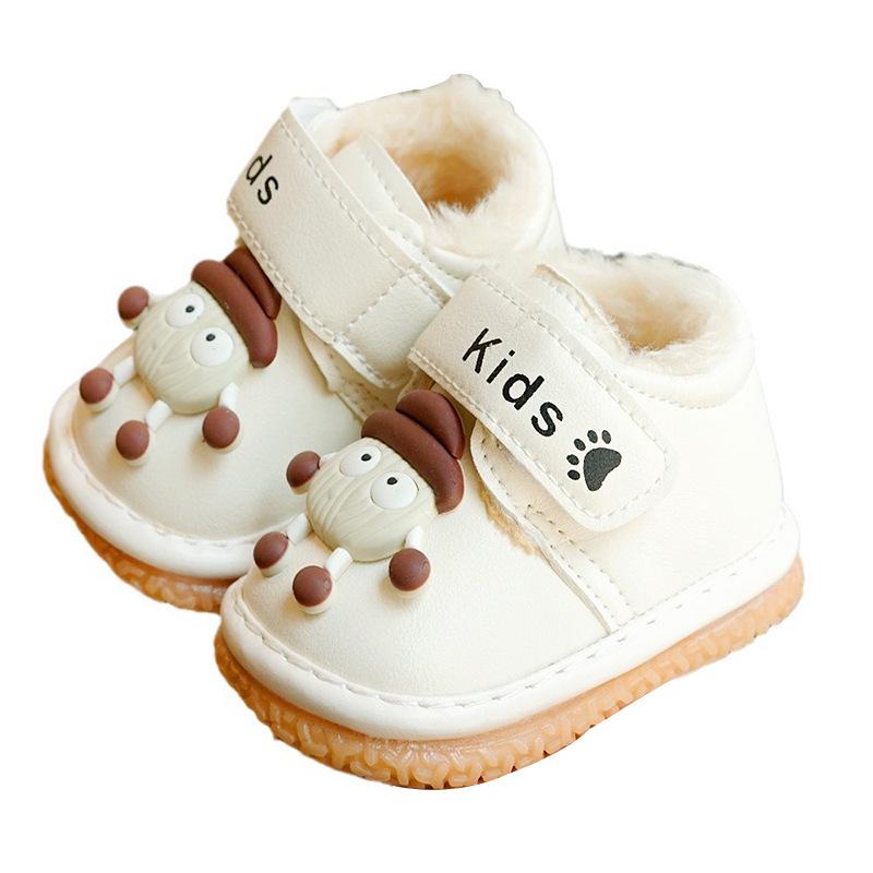 Winter-Samt-Quietschschuhe für Kleinkinder: Weiche, rutschfeste Sohle für Anfänger von 1-2 Jahren