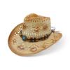 Wide Brim Cowboy Hat Ethnic Style Summer Straw Hat Retro Beach Sun Hat  for Holiday