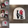 Letter Dog Paw Pattern Neutral Casual Warm Knitted Hat For Casual Wear