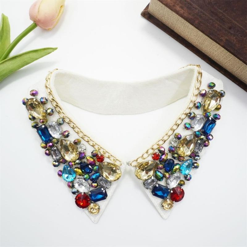 Metal Studded False Collar for Women Girl Detachable Collar Lapel Blouse Top Clothing Accessory Casual Decorative Collar