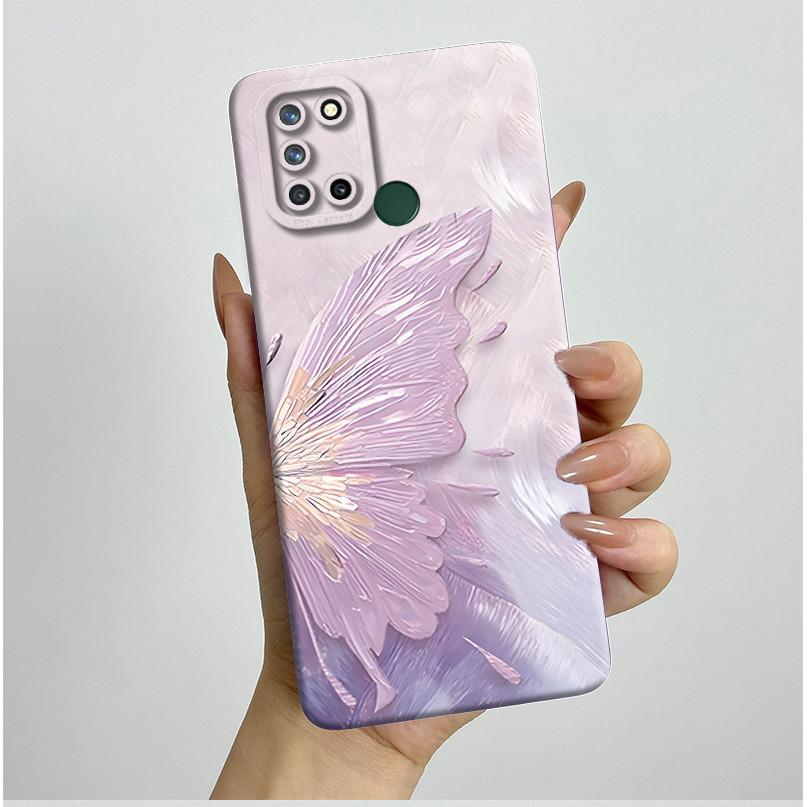 Phone Case For Realme 7I RMX2103 C17 Shockproof Case For Realme C17 Pretty Flowers Liquid Soft Silicone Back Cover Bumper Fundas