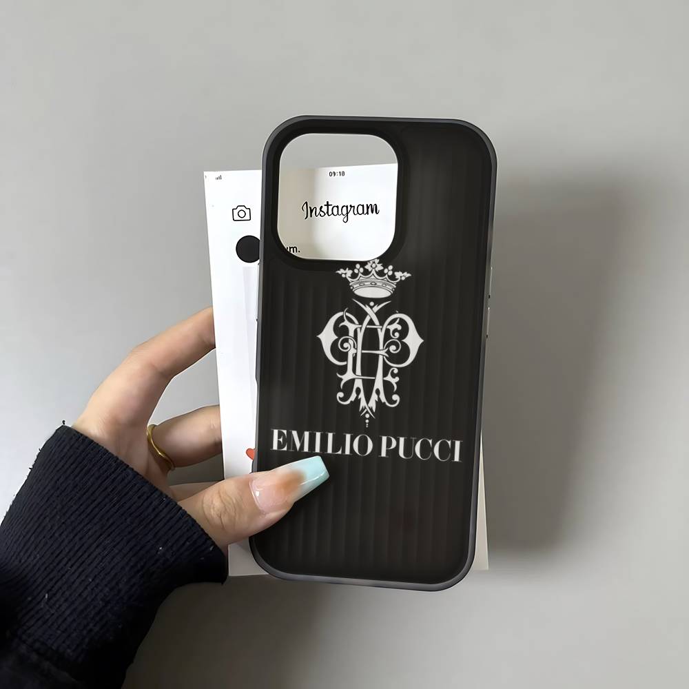 E-Emilio Logo Pucci Per IPhone 17 16 15 11 12 13 14 Pro Max Plus Pro Cover Posteriore Traslucido Ondulato per Telefono
