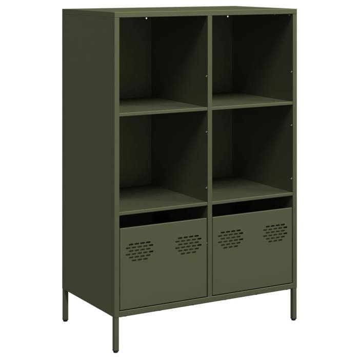 VidaXL Buffet haut vert olive 68x39x103,5 cm acier, armoire à livres, armoire à livres moderne, étagère à livres, étagère et 851386