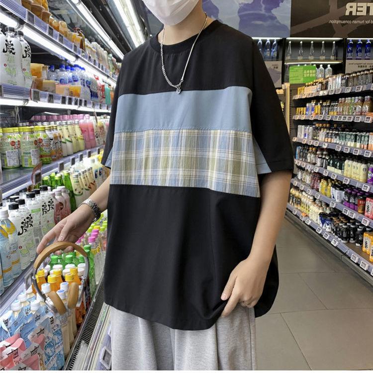 

Летний мужской топ с короткими рукавами, свободная повседневная футболка, студенческий тренд, стиль Харадзюку, дышащие и впитывающие пот пуловеры с круглым вырезом и короткими рукавами 3XL чёрный