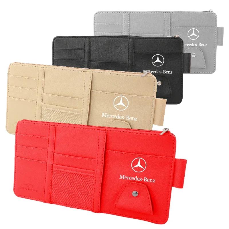 PU Car Vehicle Sun Visor Sunglasses Eyeglasses Glasses Holder Storage Clip Stickers For Mercedes Benz A B C E S AMG CLA CLK GLA