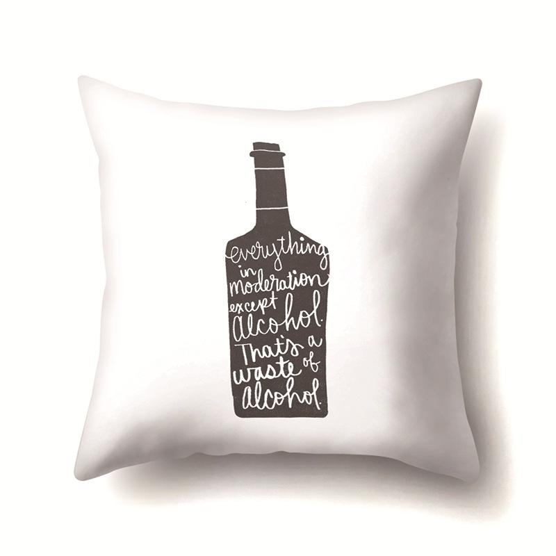 Nordic Style Ins Illustration Graffiti Polyester Pillowcase Car Decoration Home Printed Waist Rest Pillowcase
