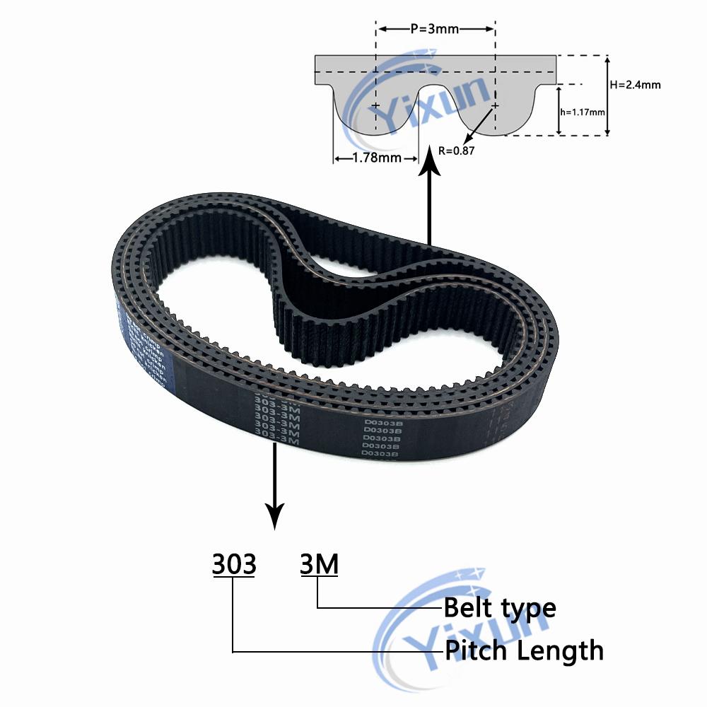 HTD 3M Close Loop Timing Belt Length 1245 1248 1251 1254 1260 1263 1287 1290 1299 1302 1335 1344mm Width 6-25mm 3M Drive Belt