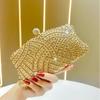 Elegant Polyester Evening Bag With Sparkling Rhinestones And Chain For Formal Events