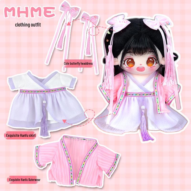 20cm Cute Cotton Plush Doll Outfit with Dress and Pants