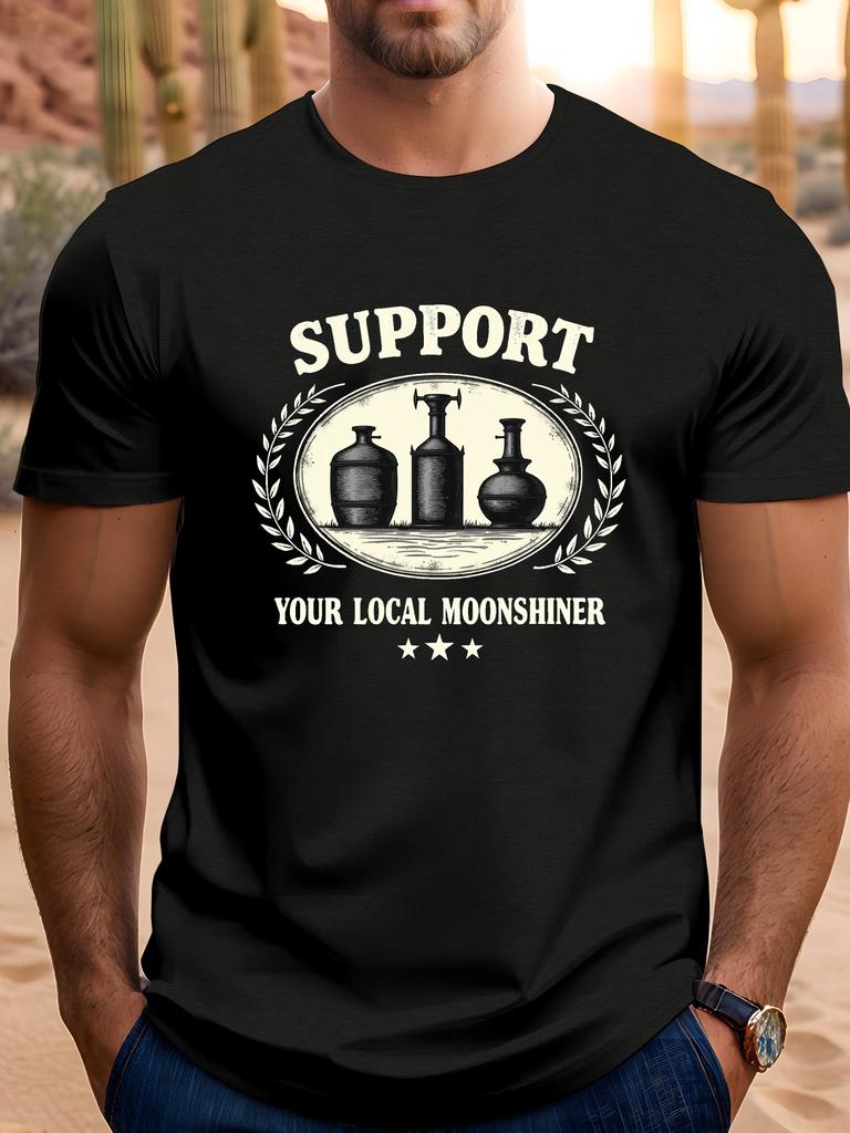 Herren Freizeit-T-Shirt mit kurzen Ärmeln für den Sommer, mit Notenschlüssel und EKG-Herzschlag-Design, Große Größen