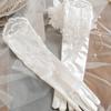 Vintage Wedding Bridal Gloves White Long Finger Mittens Fashion Satin Long Gloves  Women