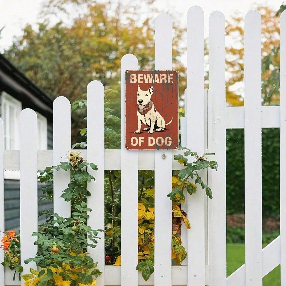 1pc Beware Of Dog Vintage Metal Tin Sign Funny Retro Wall Art Classic Home Decor Unframed 8x12in