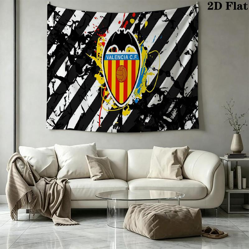 Valencia CF Logo Wall Tapestry Aesthetic Wall Hanging Printed Fabric Blanket Decorative Tapestries for Bedroom Living Room Home Decor