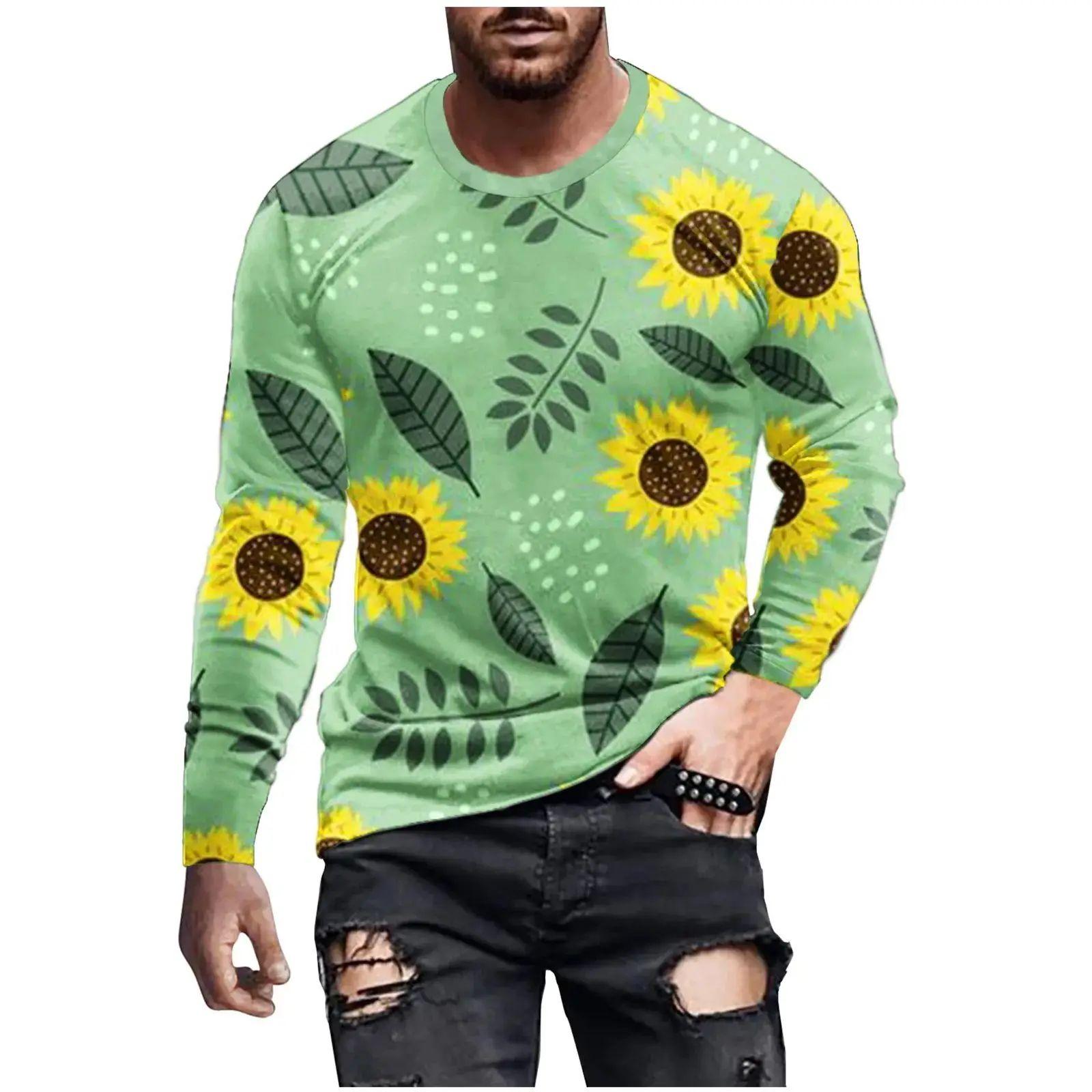 

Men s Fashion Fun Everyday Casual Spring Fall 3d Printed Beautiful Flower Print T-Shirt Loose Breathable O Collar Plus Size Top 6XL