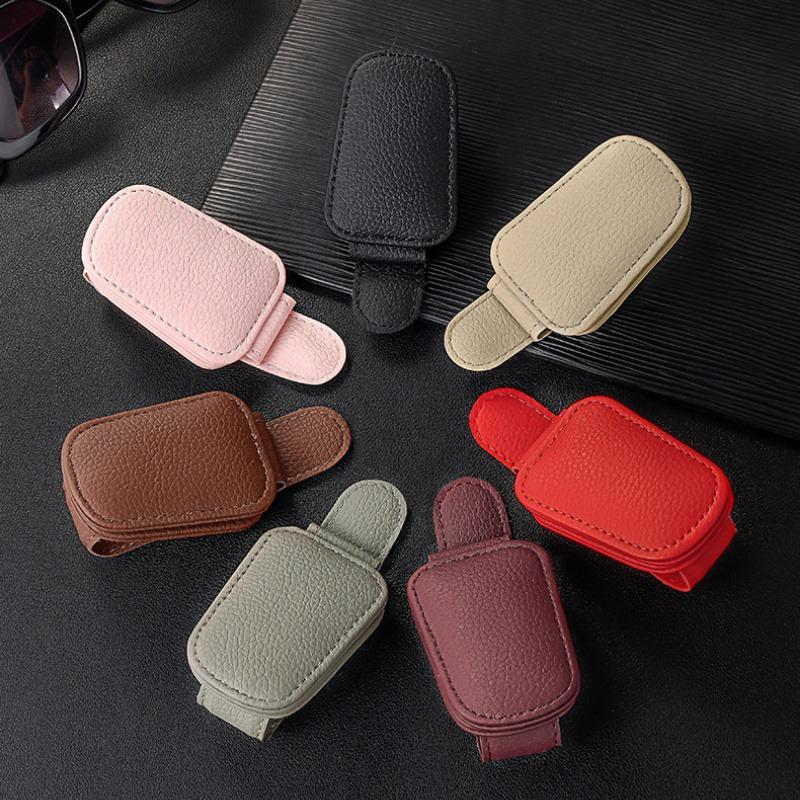 1Pc car glasses clip sunglasses clip multi-function sunglasses clip PU car glasses clip card ticket car interior clip