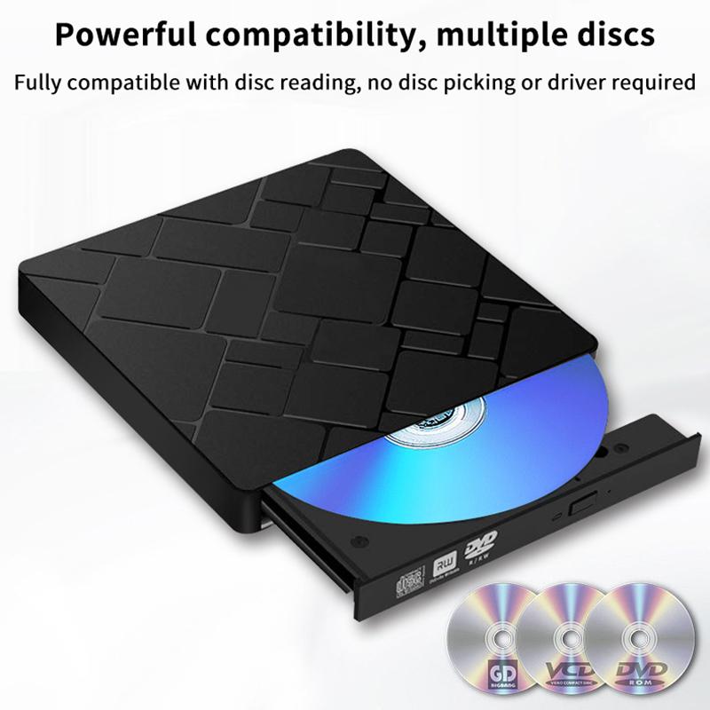 Typec+USB 3.0 Externes Blu-Ray-Laufwerk CD24X High-Speed-Laufwerk Werkzeuge Und Brennschreiber-Adapter DVD CD Extern Multifunktion A3Y9