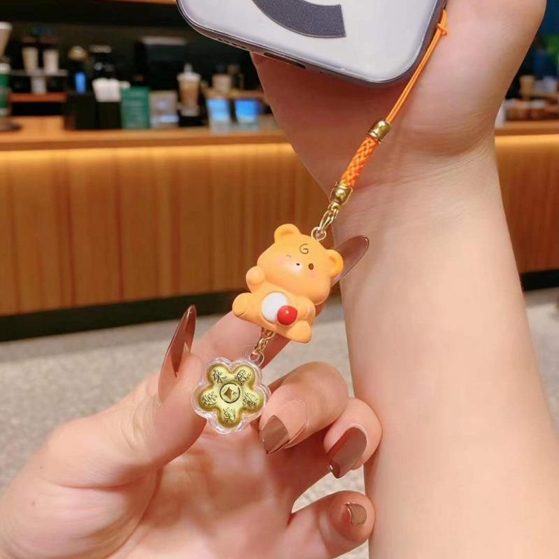 999 Feingold Glücksbär Schlüsselanhänger & Handy-Anhänger - Neujahrsgeschenktüte Dekoration