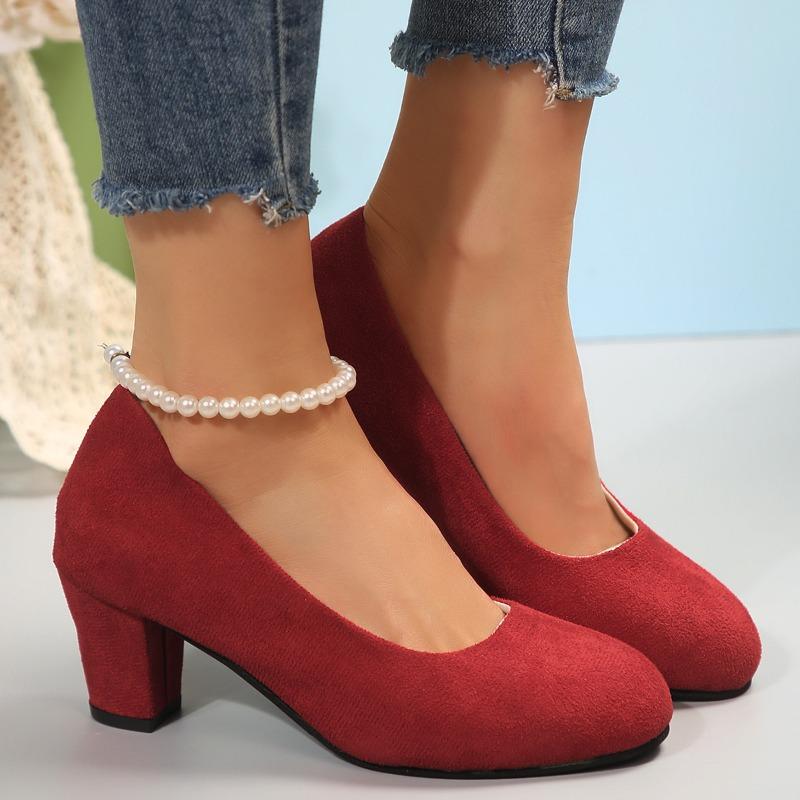 Fashion Shoes Female 2024 Summer New Women's Pumps Comfortable Round Toe Shallow Office Classic Chunky Heels Ladies Shoes