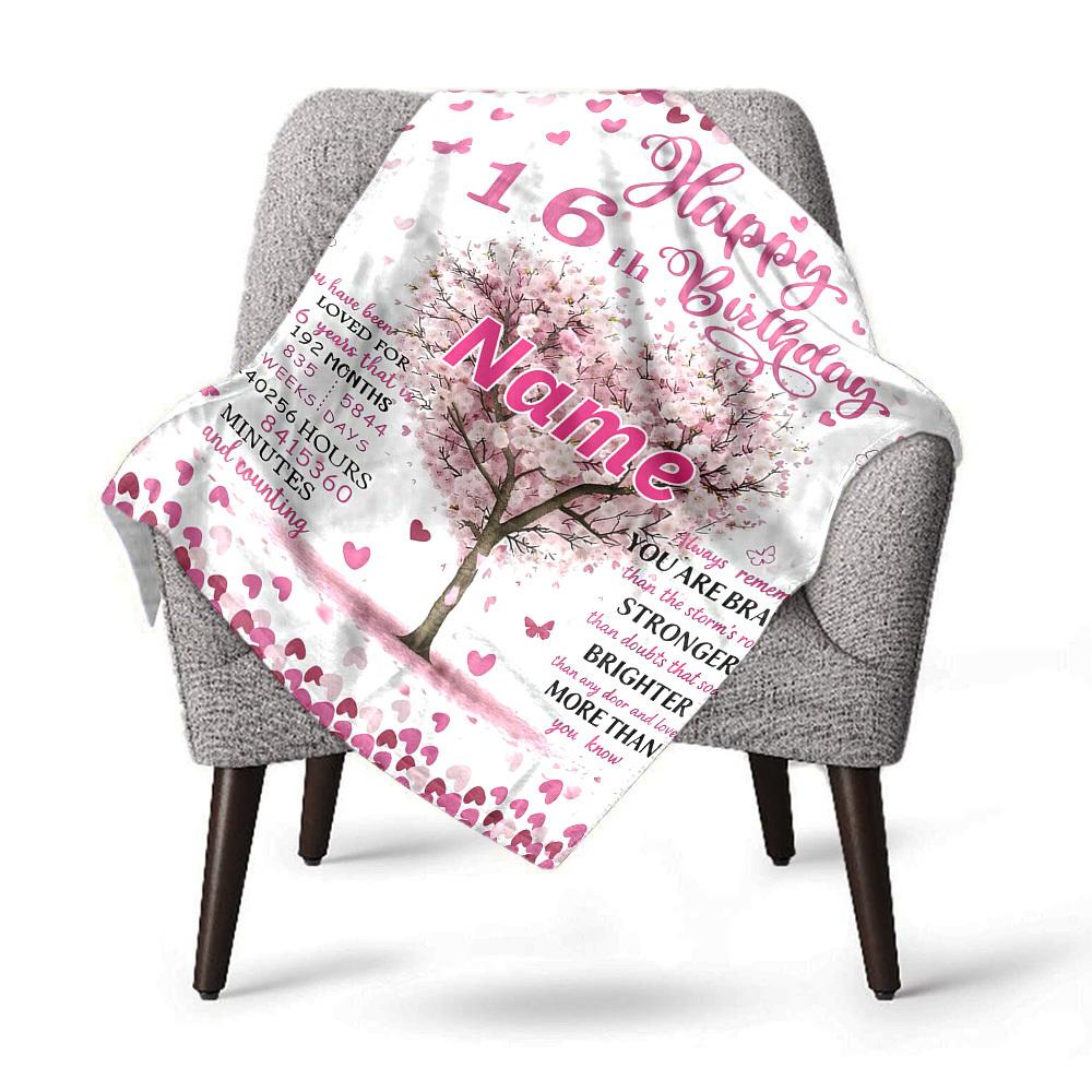 Happy 16Th Birthday Home Customize Your Name Blankets Comfortable Soft Lightweight Allseason Multipurpose Blanket For Picnics Sofas Offices Beds